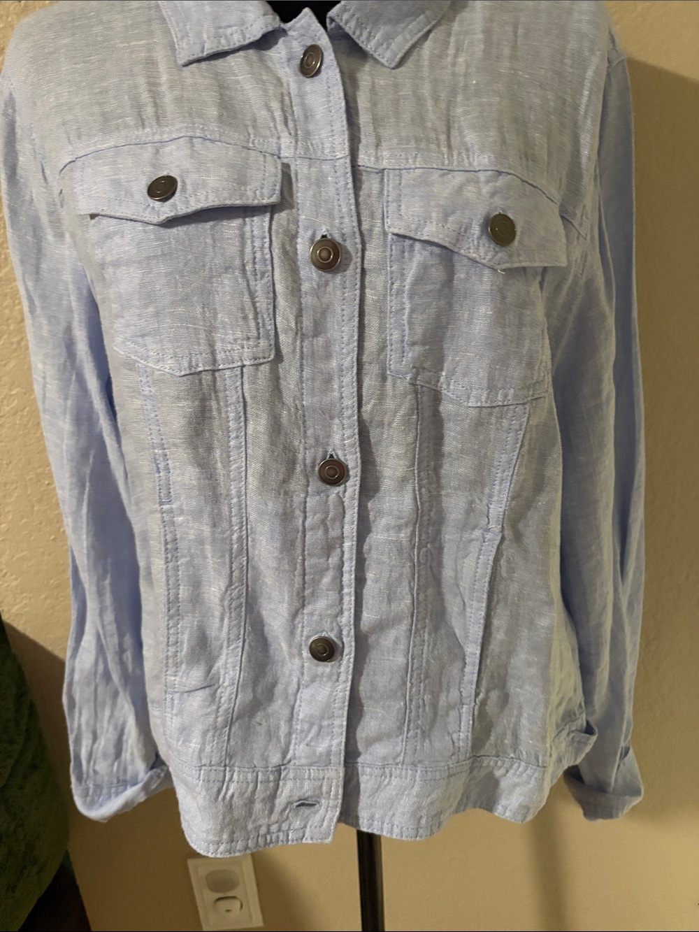 Jones & Co Women’s Light Blue Linen Jacket - Picture 3 of 6